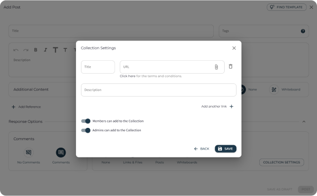 Collection settings of links & files