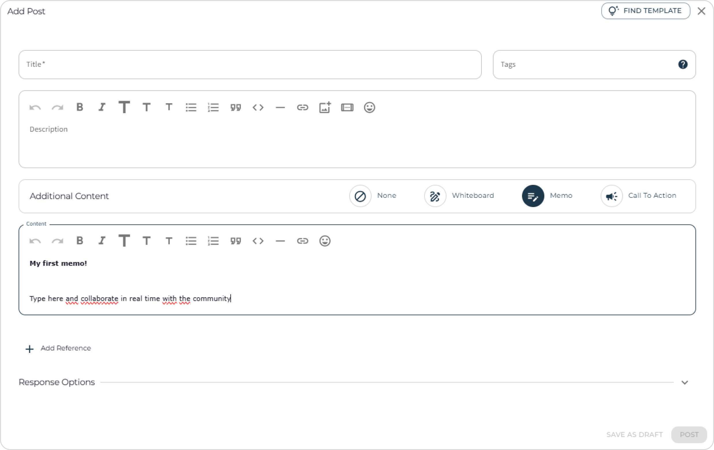 Create a Post with a memo