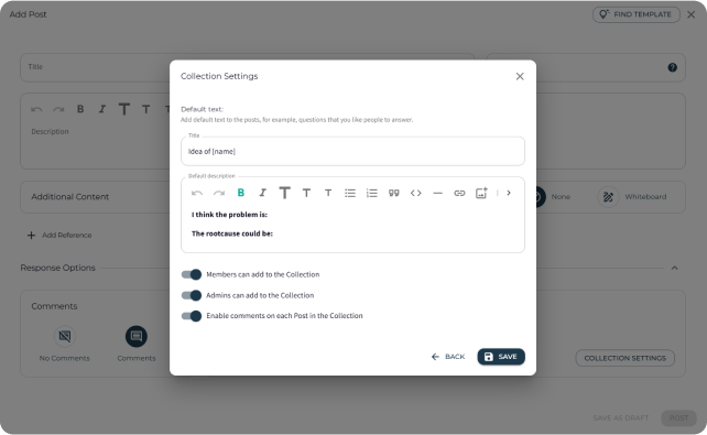 Settings of collection of posts