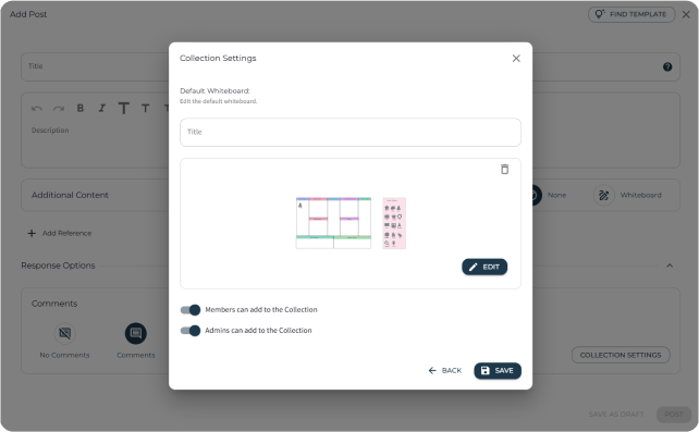 Settings of collection of whiteboards